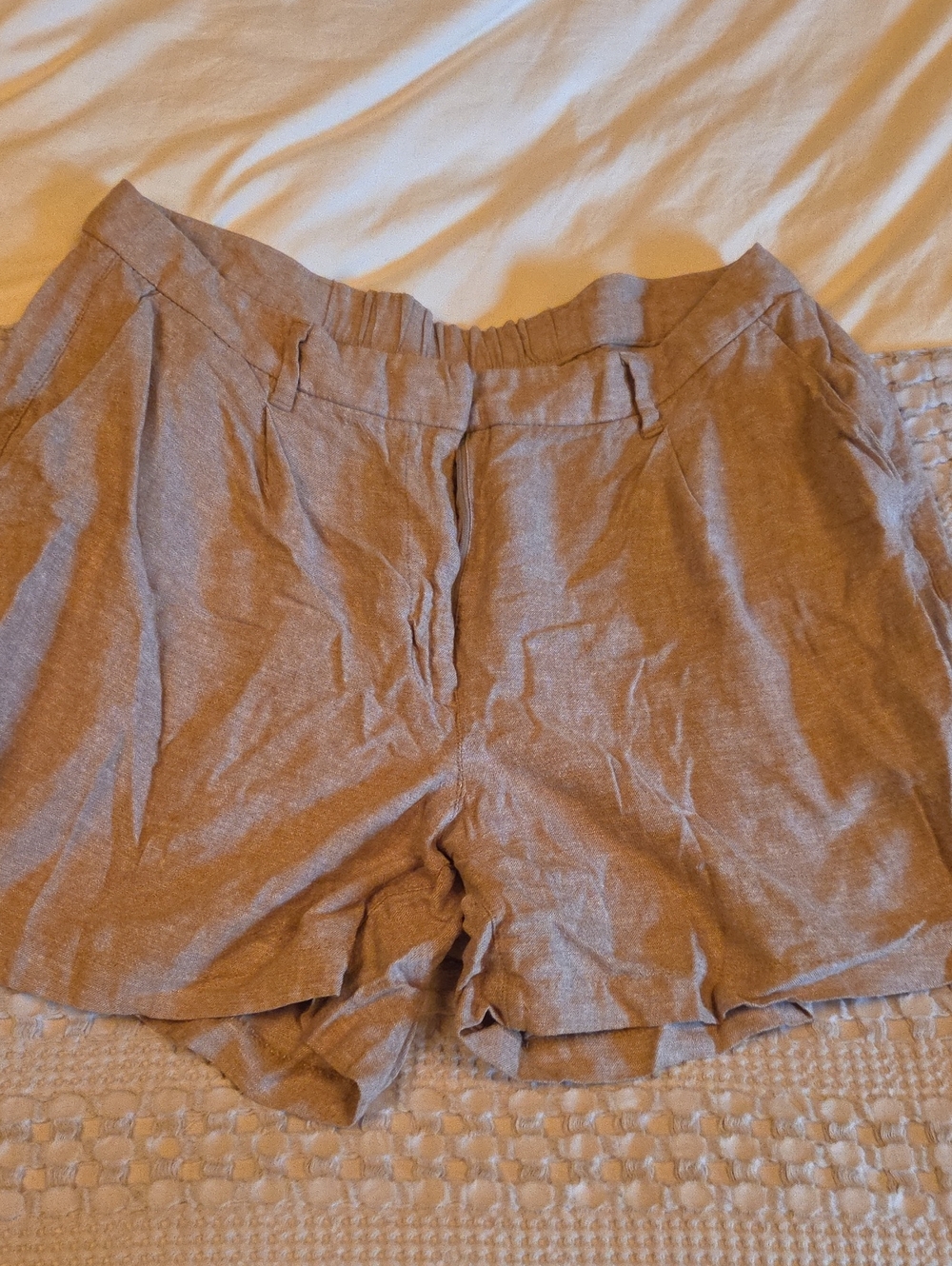 Light Brown Women's Casual Linen-Blend Shorts Xl
